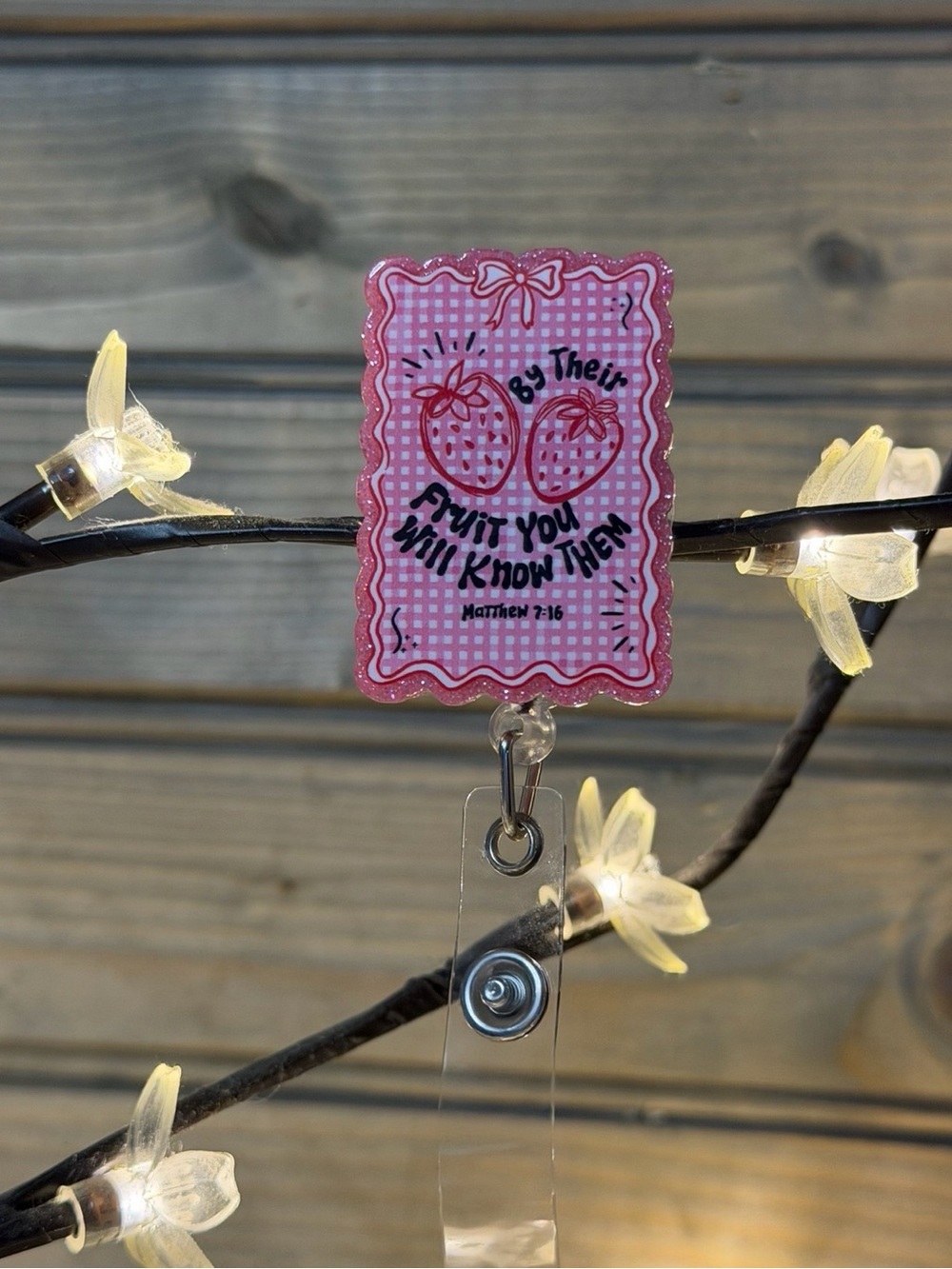 Pink Strawberry Badge Reel